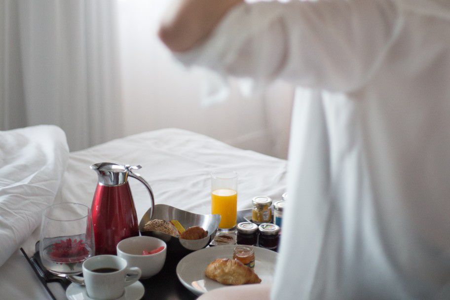 Breakfast in bed at one of Melbournes Staycation hotels