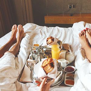 Staycation breakfast in bed